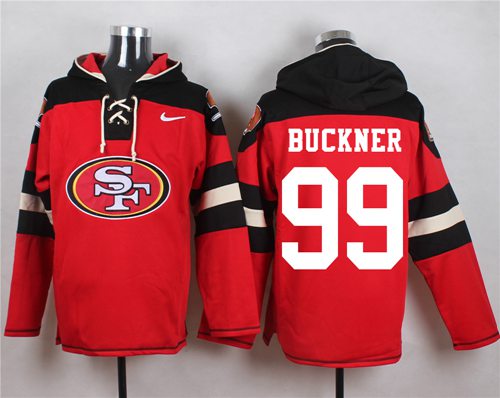 Nike 49ers #99 DeForest Buckner Red Player Pullover NFL Hoodie